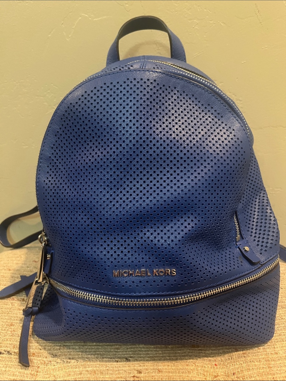 Michael Kors Perforated Cobalt Blue Leather Backpack